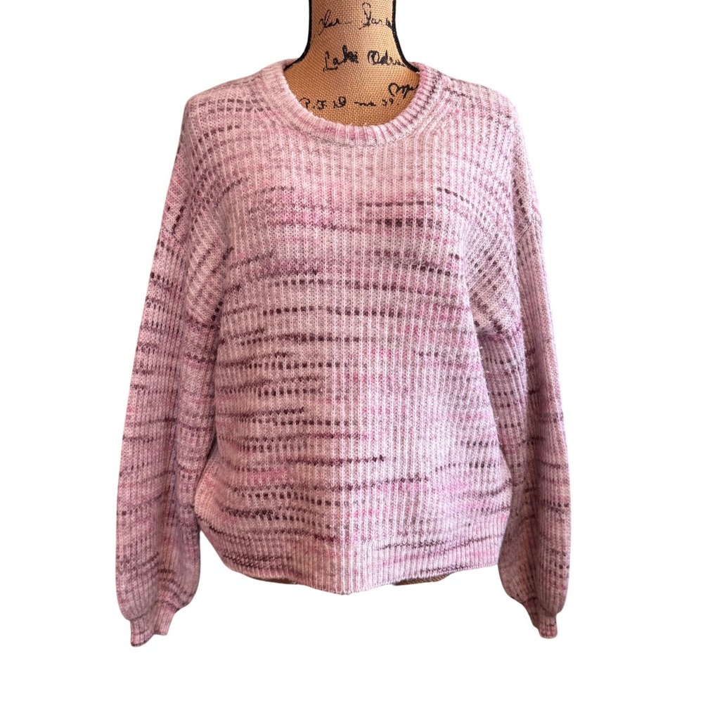 Splendid Womens Space Dye Wool Preppy Cozy Knit Pullover Sweater Pink Medium